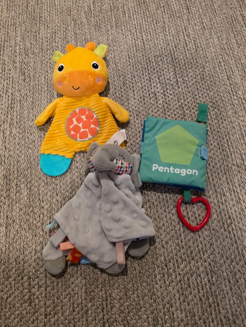 Baby Toy Set Crinkly Mirror Book Teething Giraffe Toy Elephant Lovey Montessori
